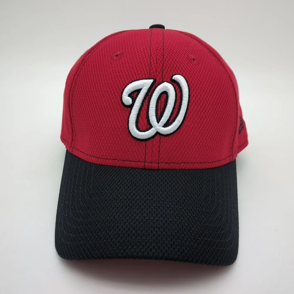 Washington Nationals Hat Cap Strapback Adjustable Red Black Mens New Era Mesh